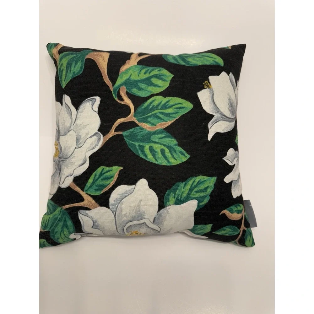 Pillow Perfect Magnolia Black Indoor Outdoor‎ Decorative ~ Discontinued Pair
